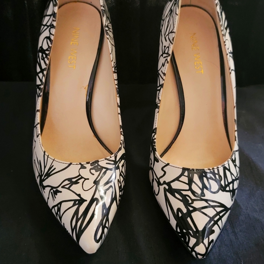 Nine West Tatiana Off White / Black Scribbles